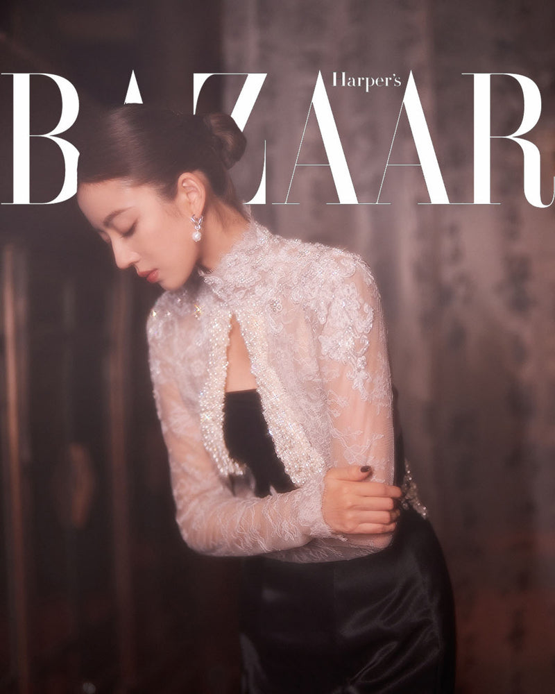 演員 何瑞賢 身穿 MAISON WENĒE 薇妮體雕 高訂禮服 拍攝BAZAAR